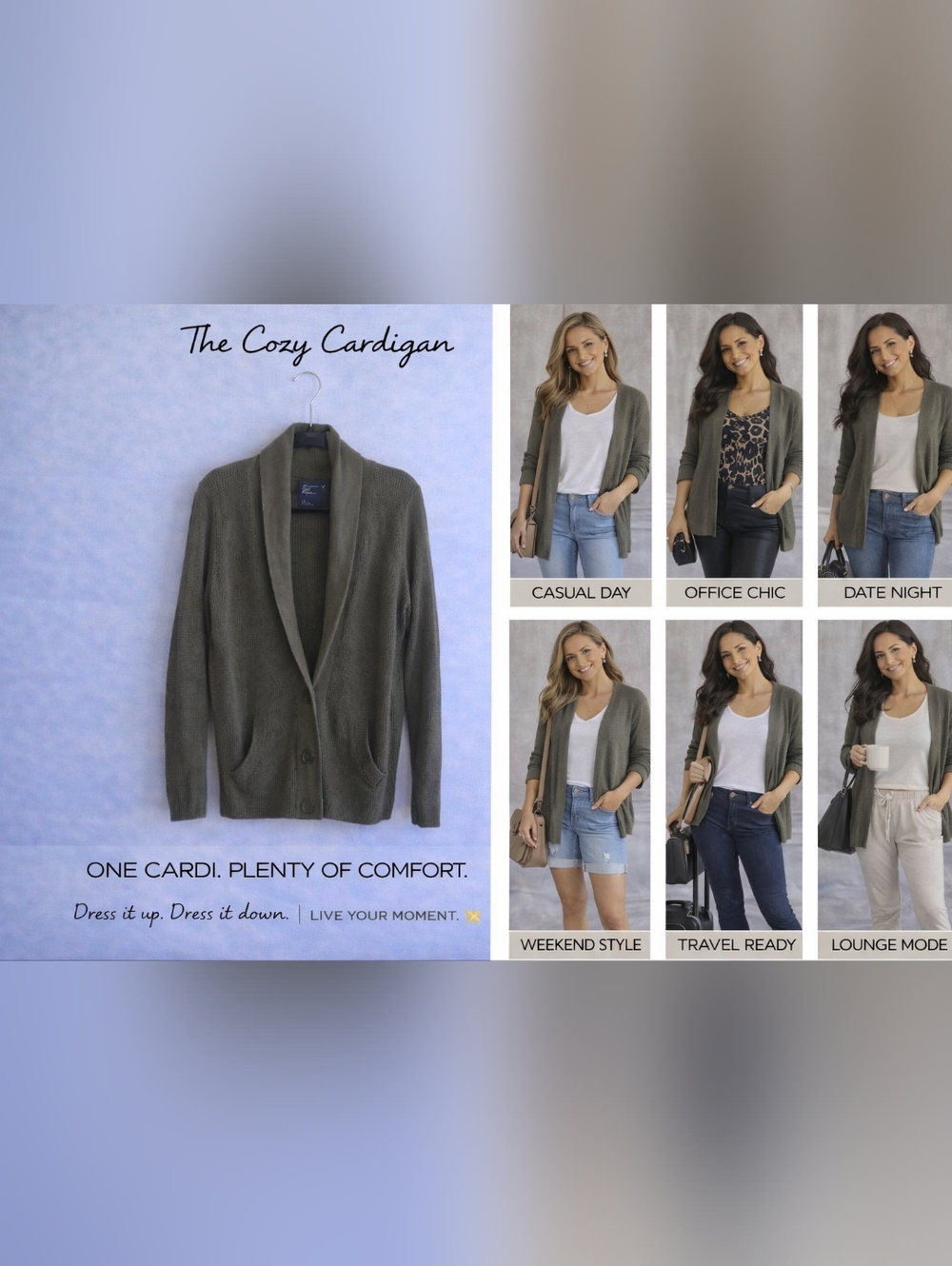 A "Casual Moment" LG -American Eagle Outfitters Olive Green Waffel Knit Cardigan - Picture 2 of 7